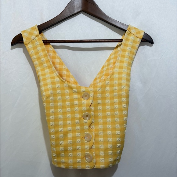 ANTHROPOLOGIE Maeve Yellow Gingham Square-NeckVest - X-Small - Picture 3 of 9